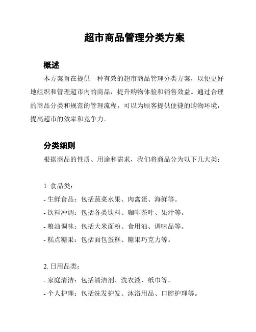 超市商品管理分类方案