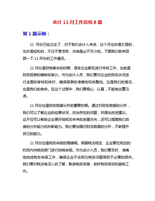 会计11月工作总结8篇