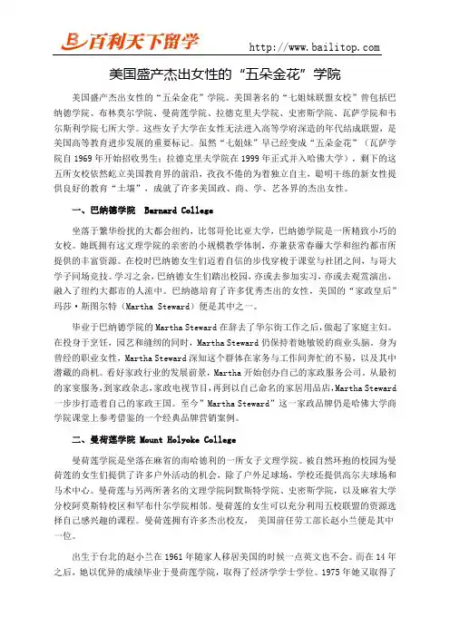 美国盛产杰出女性的“五朵金花”学院