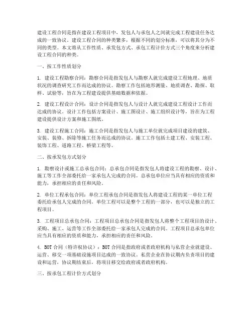 建设工程中合同的种类有
