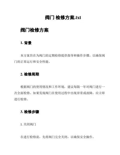 阀门 检修方案