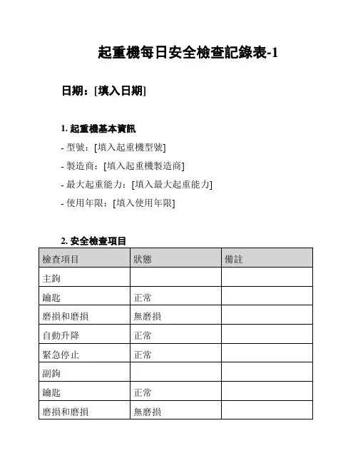 起重机每日安全检查记录表-1