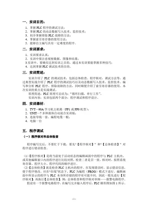 PLC实训  PLC调试技术