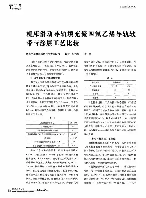 机床滑动导轨填充聚四氟乙烯导轨软带与涂层工艺比较