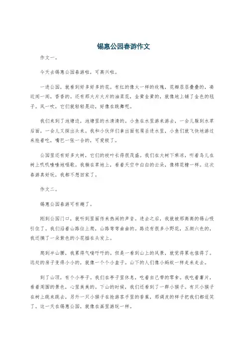 锡惠公园春游作文