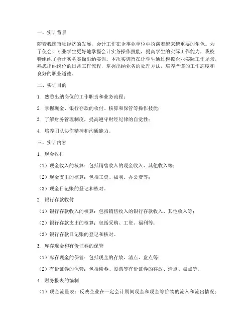 会计实务实操出纳实训报告
