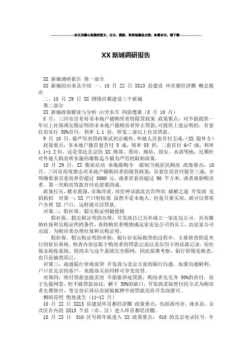 XX新城调研报告