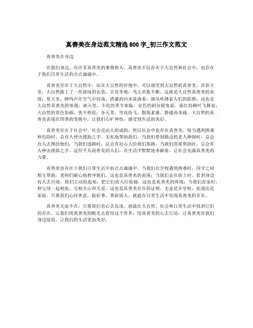 真善美在身边范文精选800字_初三作文范文