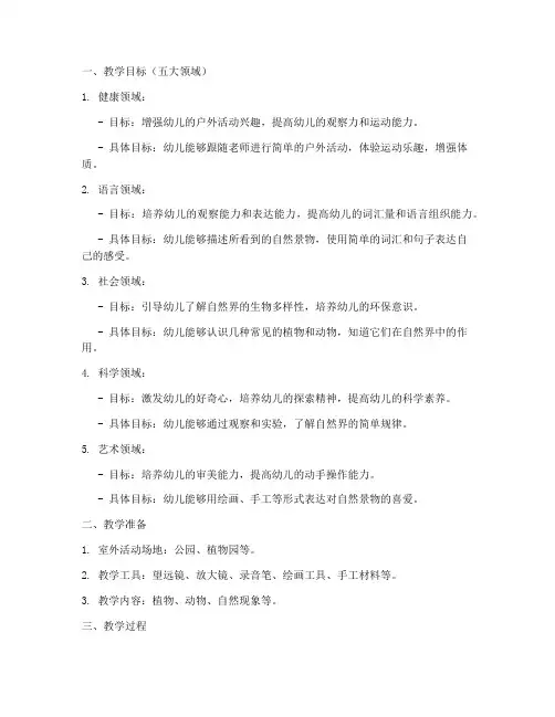 五大领域目标教案模板范文