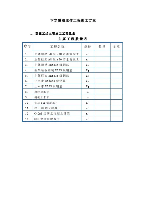 下穿隧道施工组织设计