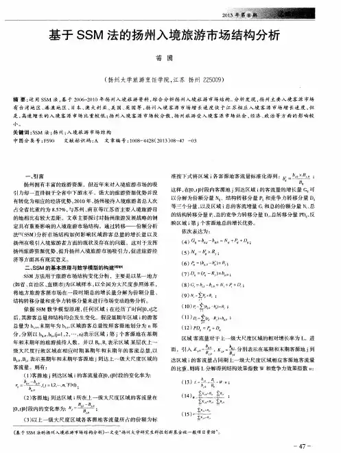 基于SSM法的扬州入境旅游市场结构分析