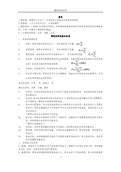 建筑材料知识点