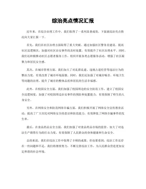 综治亮点情况汇报
