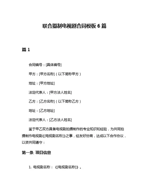 联合摄制电视剧合同模板6篇