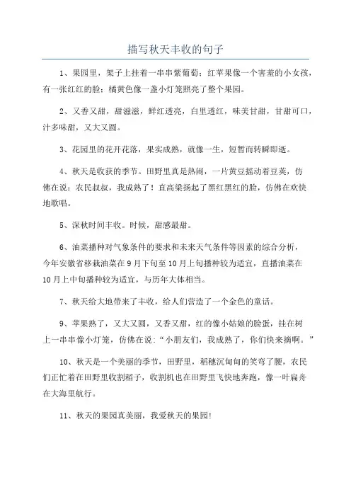 描写秋天丰收的句子