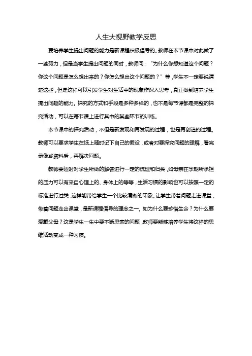 人生大视野教学反思