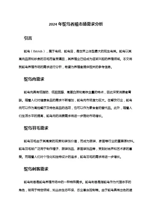 2024年鸵鸟养殖市场需求分析