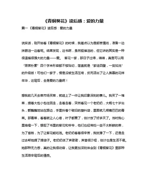 作文《《青铜葵花》读后感：爱的力量》