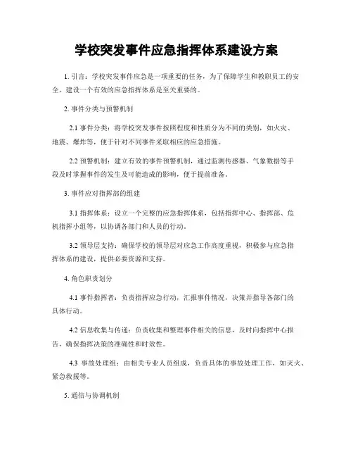 学校突发事件应急指挥体系建设方案