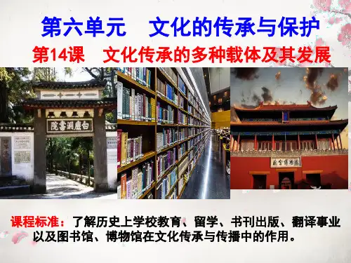 第14课  文化传承的多种载体及其发展 高二历史课件(选择性必修3：文化交流与传播)