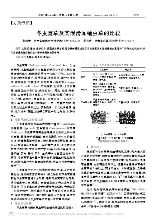 冬虫夏草及其混淆品蛹虫草的比较