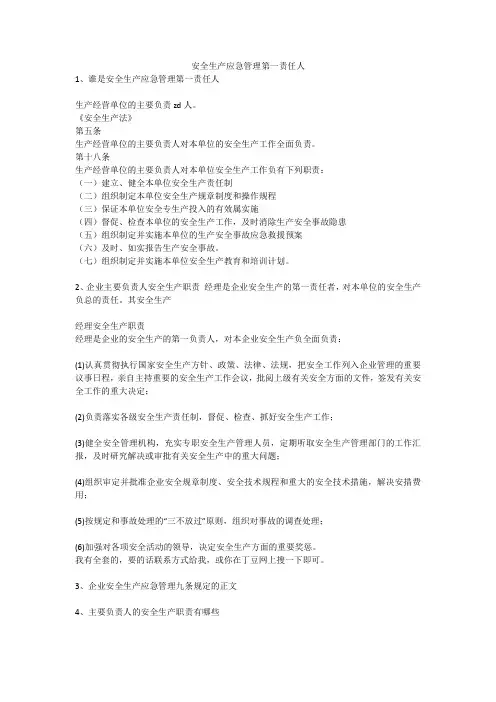 安全生产应急管理第一责任人安全生产