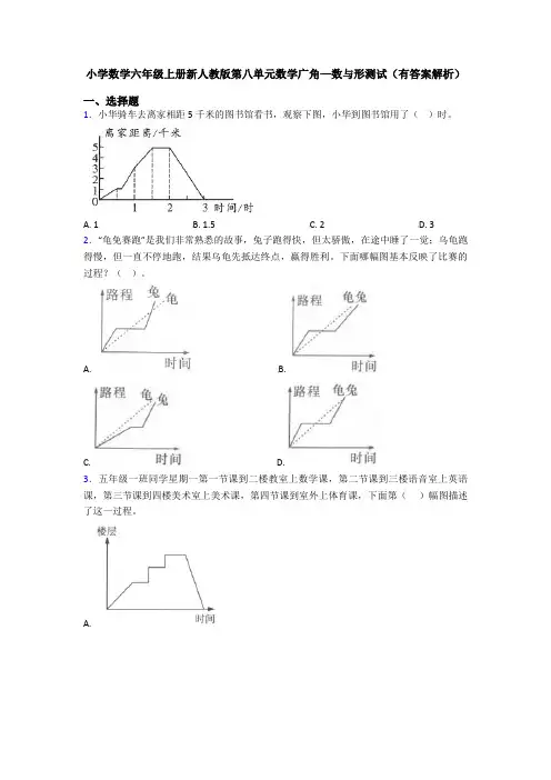 小学数学六年级上册新人教版第八单元数学广角—数与形测试(有答案解析)