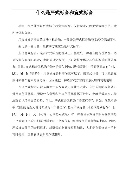 什么是严式标音和宽式标音