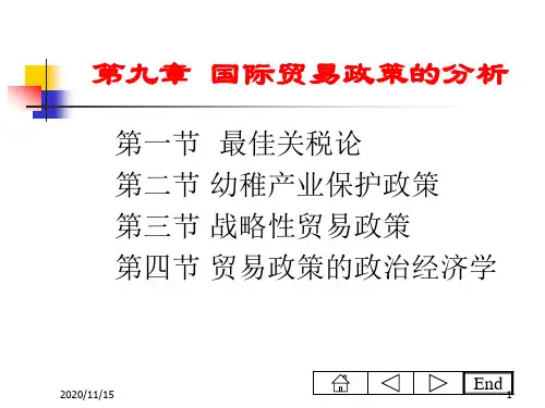 第九章国际贸易政策的分析国际经济学安徽财大,沈明其