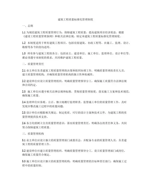 建筑工程质量标准化管理制度