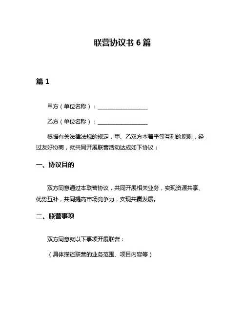 联营协议书6篇