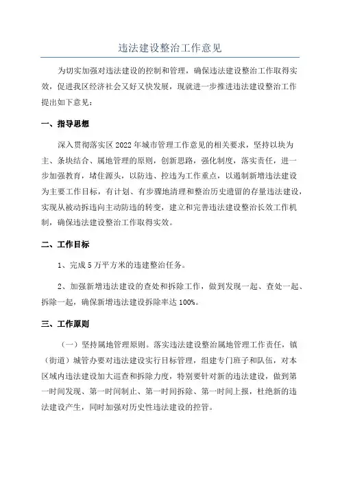 违法建设整治工作意见