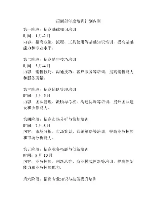 招商部年度培训计划内训