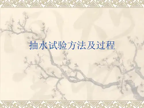 抽水试验方法及过程讲解