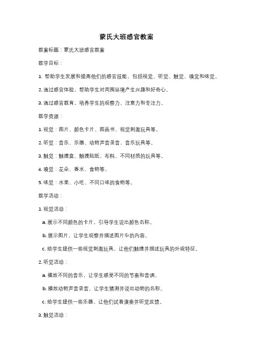 蒙氏大班感官教案