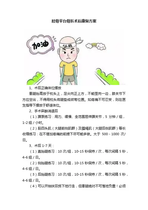 胫骨平台骨折术后康复方案