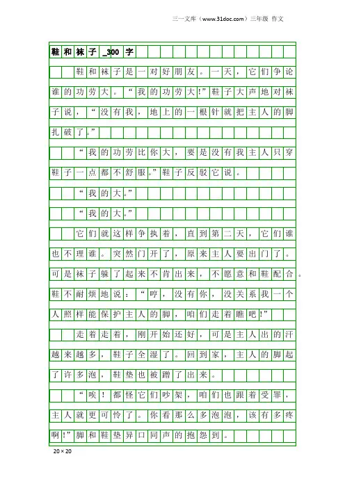 三年级作文：鞋和袜子_300字