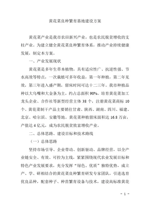 黄花菜良种繁育基地建设方案