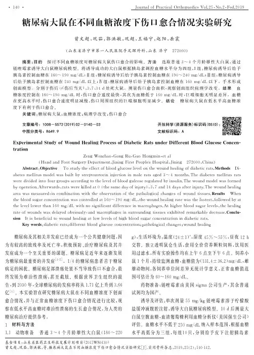 糖尿病大鼠在不同血糖浓度下伤口愈合情况实验研究