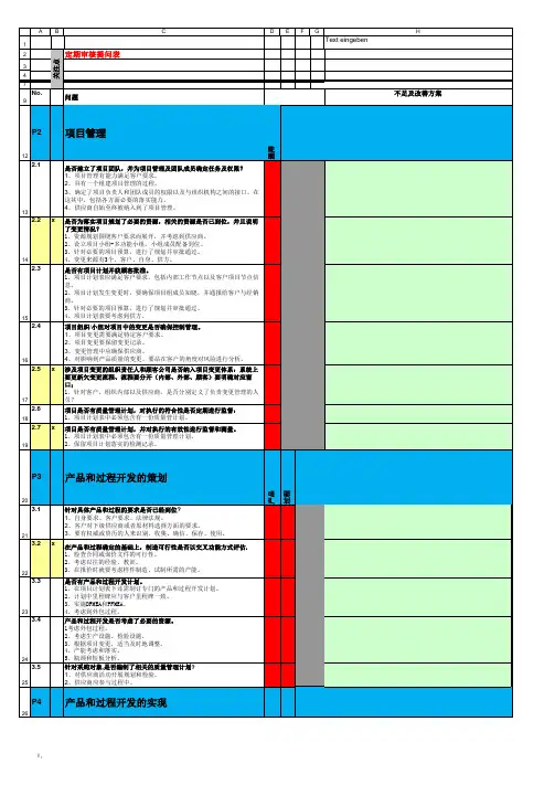 供应商过程审核报告VDA6.3