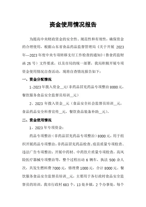 资金使用情况报告