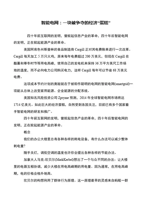 智能电网：一块被争夺的经济“蛋糕”