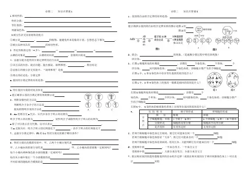人教版生物必修二知识背诵(第一章及第二章第一节)