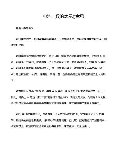电池s数的表示()意思
