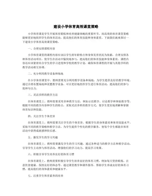 建设小学体育高效课堂策略