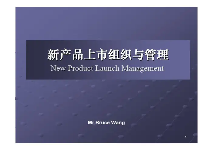 新产品上市组织与管理NewProductLaunchManagement