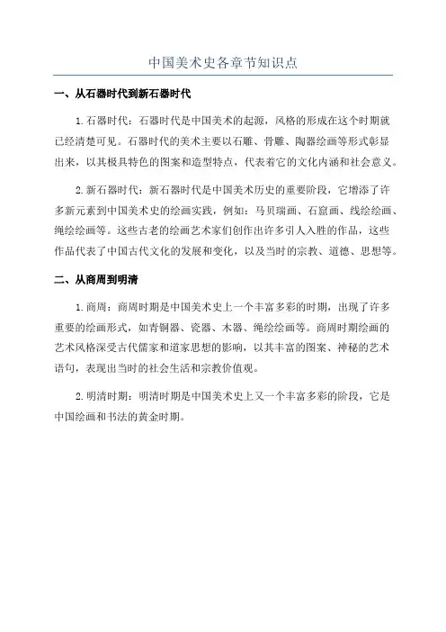 中国美术史各章节知识点