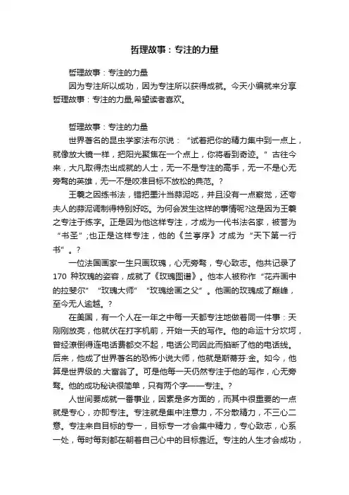 哲理故事：专注的力量