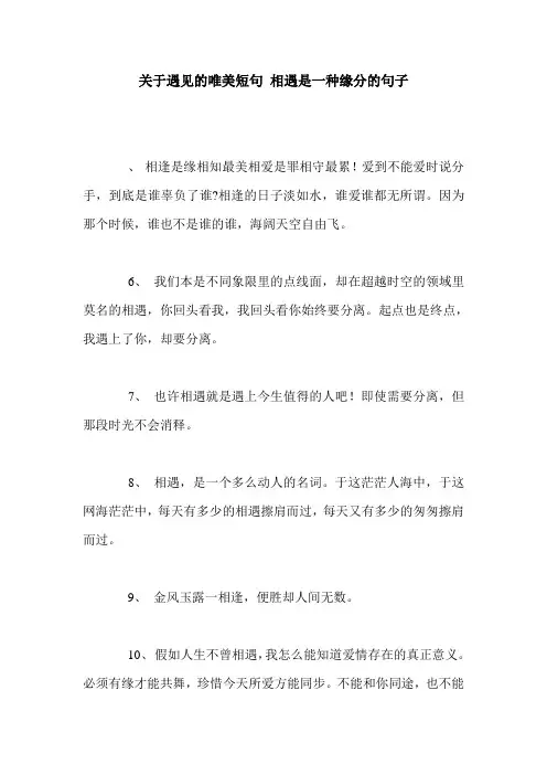 关于遇见的唯美短句 相遇是一种缘分的句子