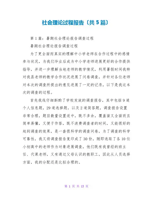 社会实践过程报告(共5篇)
